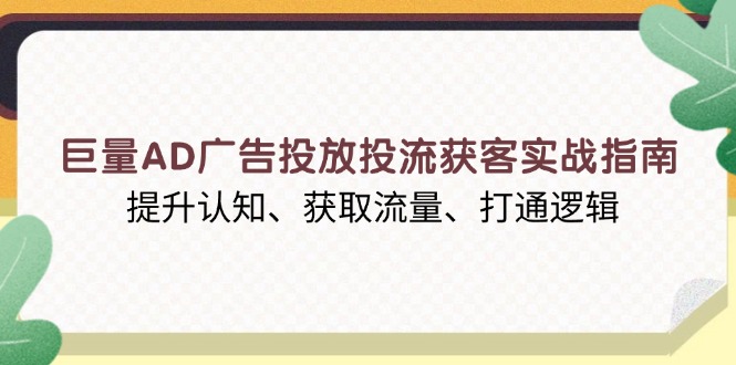 巨量AD广告投放投流获客实战指南，提升认知、获取流量、打通逻辑-资源社