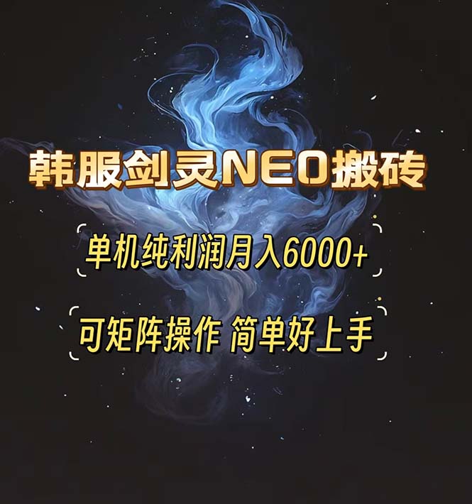 韩服剑灵NEO搬砖攻略，单机纯利润月入6000+ 可矩阵操作，简单好上手。-资源社