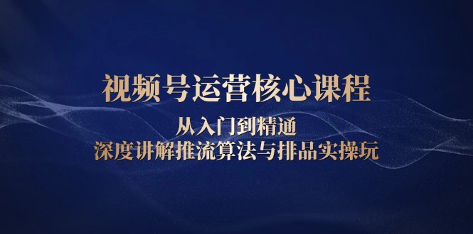 视频号运营核心课程，从入门到精通，深度讲解推流算法与排品实操玩-资源社