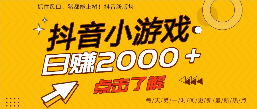 5年爆火的抖音小游戏项目,一部手机日入2000+-资源社