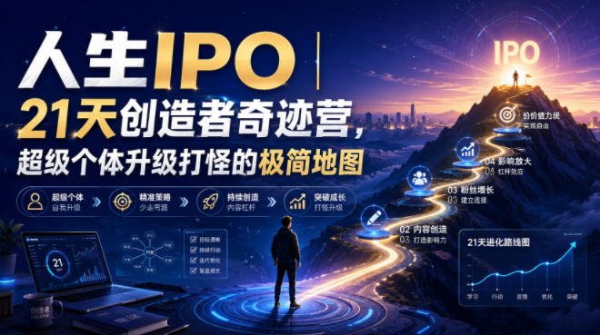 人生IPO︱21天创造者奇迹营,超级个体升级打怪的极简地图-资源社