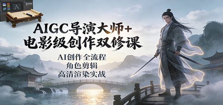 AIGC导演大师+电影级创作双修课：AI创作全流程、角色剪辑、高清渲染实战-资源社