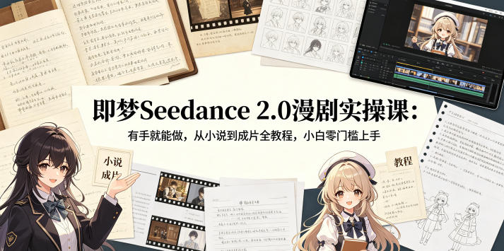 即梦Seedance 2.0漫剧实操课：有手就能做，从小说到成片全教程，小白零门槛上手-资源社