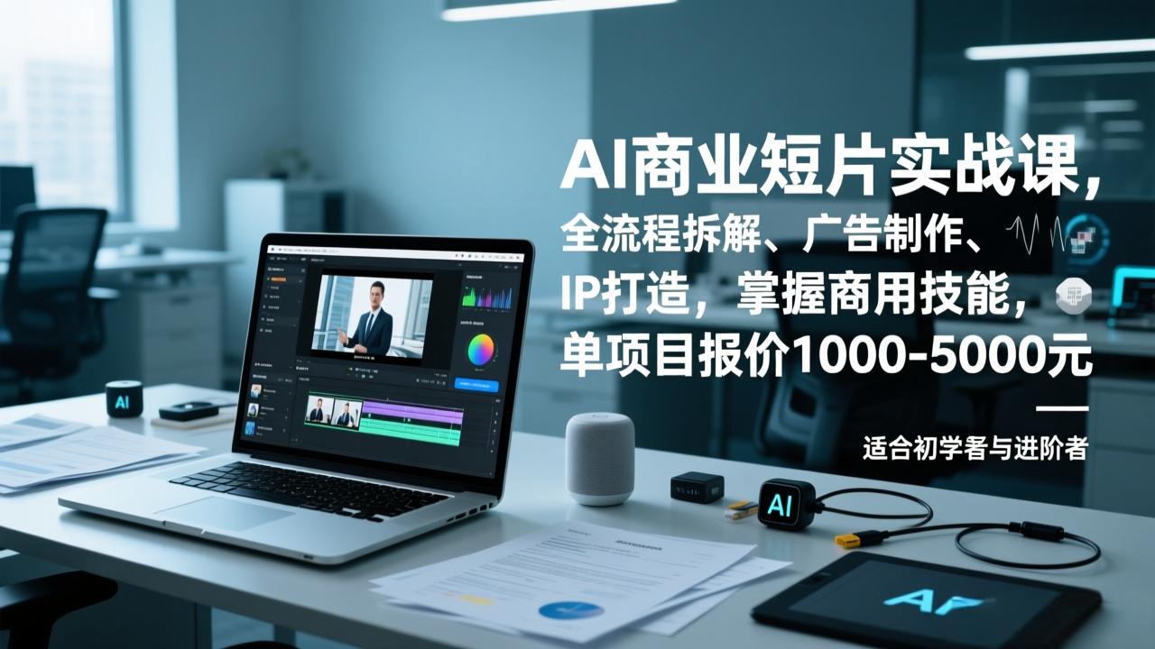 AI商业短片实战课，全流程拆解、广告制作、IP打造，掌握商用技能，单项目报价1000-5000元-资源社