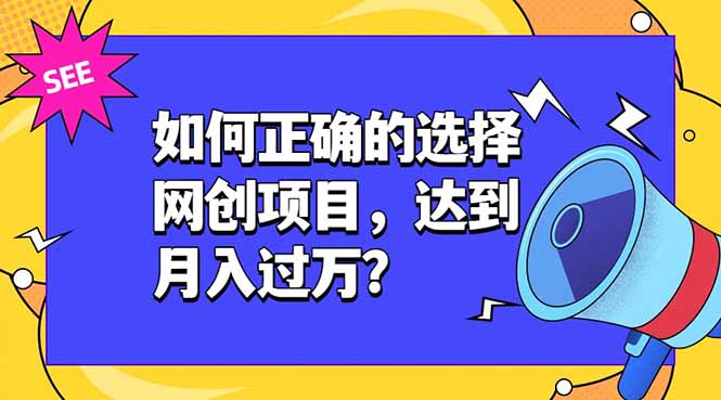 如何正确的选择网创项目，达到月入过万？，本课程教你正确选择项目。-资源社