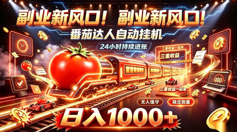 副业新风口！番茄达人自动挂G，24小时持续进账，三重收益一起拿，日入1000+【揭秘】-资源社