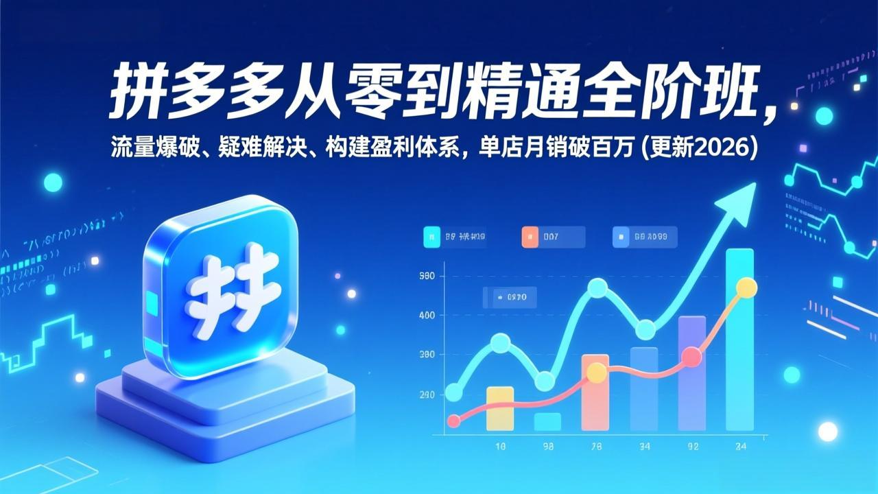 拼多多从零到精通全阶班，流量爆破、疑难解决，构建盈利体系，单店月销破百万(更新2026-资源社