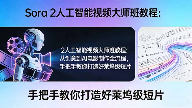 Sora 2人工智能视频大师班教程：从创意到AI电影制作全流程，手把手教你打造好莱坞级短片-资源社