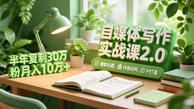 自媒体写作实战课2.0,爆款标题、内容结构、IP打造,半年复制30万粉月入10万+-资源社