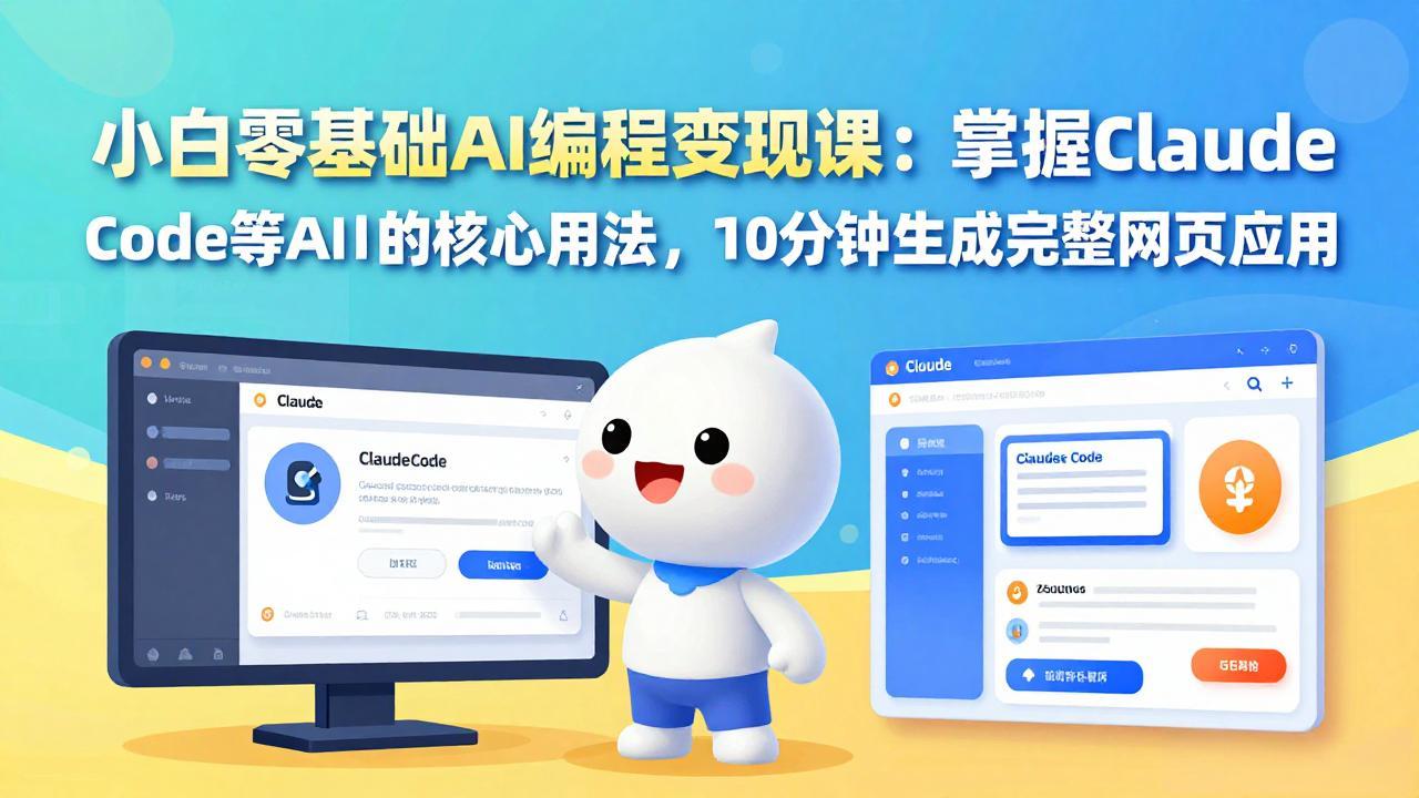 小白零基础AI编程变现课：掌握Claude Code等AI工具的核心用法，10分钟生成完整网页应用-资源社