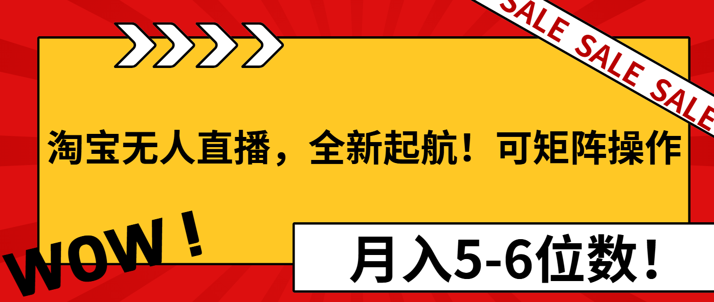 淘宝无人直播，全新起航！可矩阵操作，月入5-6位数！-资源社