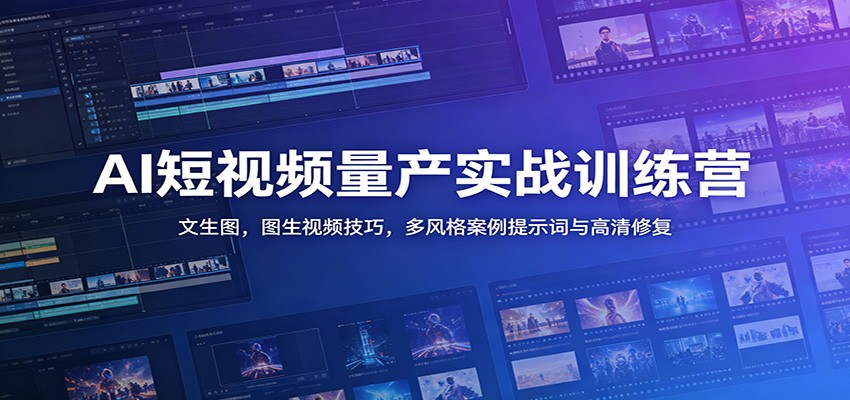 AI短视频量产实战训练营：文生图，图生视频技巧，多风格案例提示词与高清修复-资源社