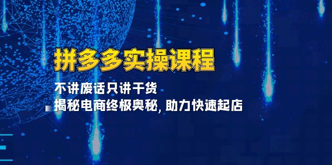 拼多多实操课程：不讲废话只讲干货, 揭秘电商终极奥秘,助力快速起店-资源社