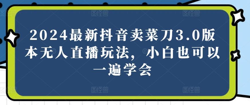 2024最新抖音卖菜刀3.0版本无人直播玩法，小白也可以一遍学会【揭秘】-资源社