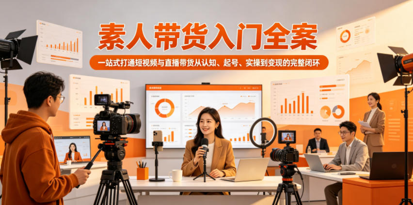 素人带货入门全案，一站式打通短视频与直播带货从认知、起号、实操到变现的完整闭环-资源社