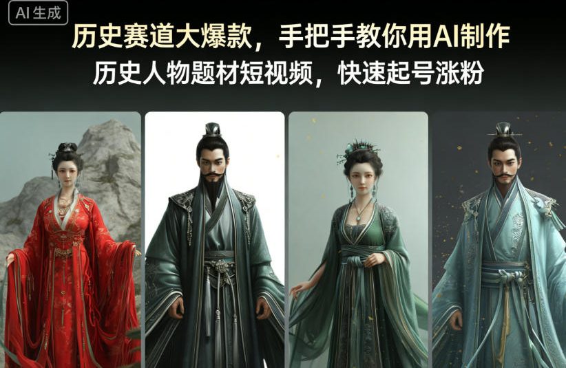历史赛道大爆款，手把手教你用AI制作历史人物题材短视频，快速起号涨粉-资源社