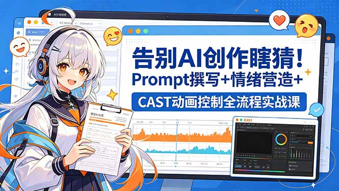 告别AI创作瞎猜！Prompt撰写+情绪营造+CAST动画控制全流程实战课-资源社