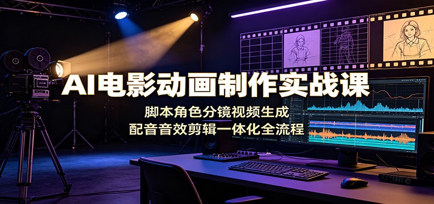 AI电影动画制作实战课：脚本角色分镜视频生成，配音音效剪辑一体化全流程-资源社