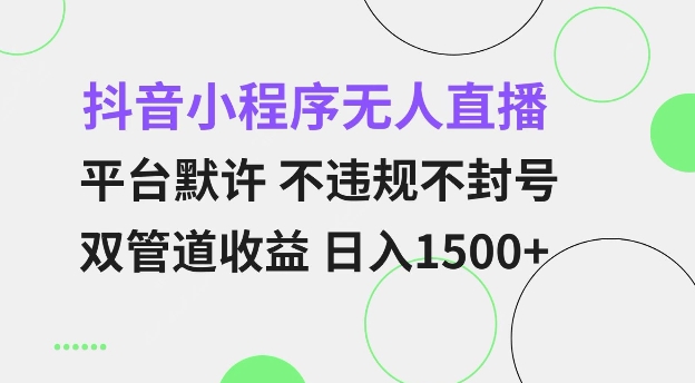 抖音小程序无人直播 平台默许 不违规不封号 双管道收益 日入多张 小白也能轻松操作【仅揭秘】-资源社