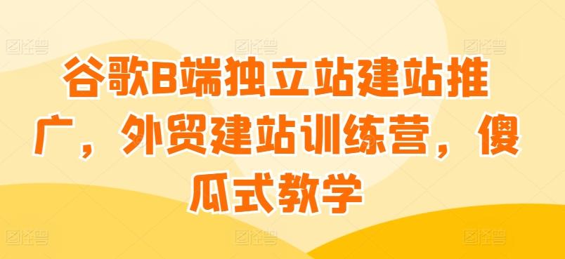 谷歌B端独立站建站推广，外贸建站训练营，傻瓜式教学-资源社