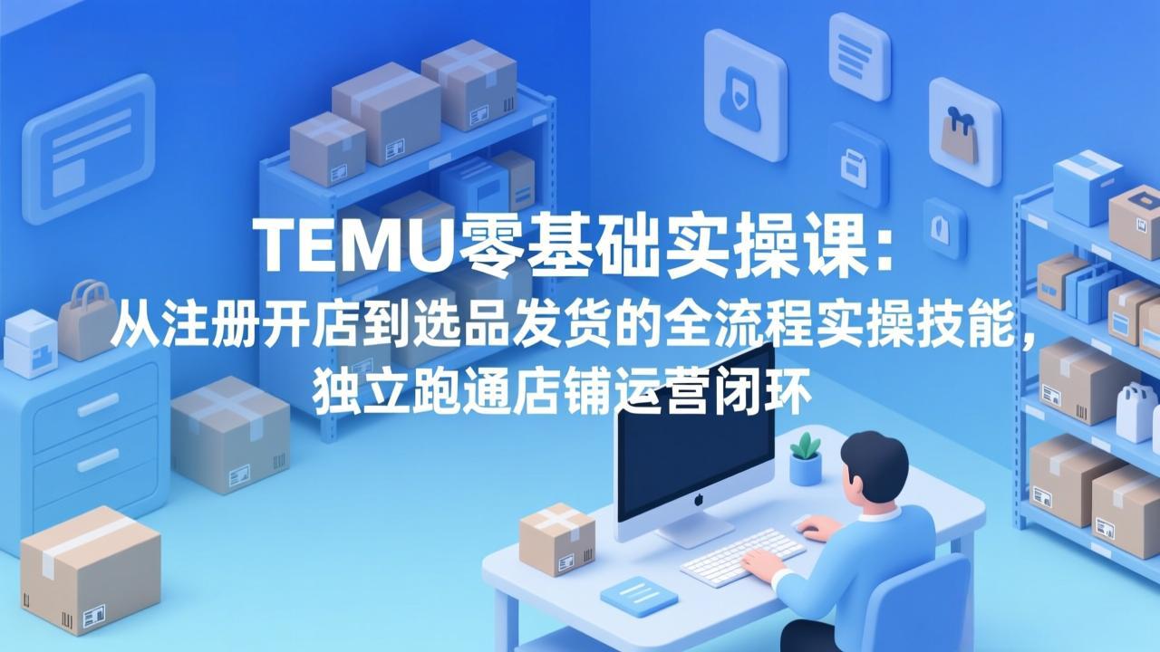 TEMU零基础实操课：从注册开店到选品发货的全流程实操技能，独立跑通店铺运营闭环-资源社