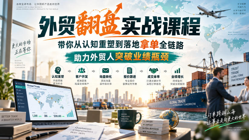 外贸翻盘实战课程，带你从认知重塑到落地拿单全链路，助力外贸人突破业绩瓶颈-资源社