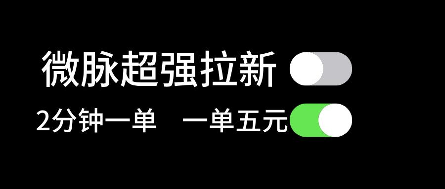 微脉超强拉新， 两分钟1单， 一单利润5块，适合小白-资源社