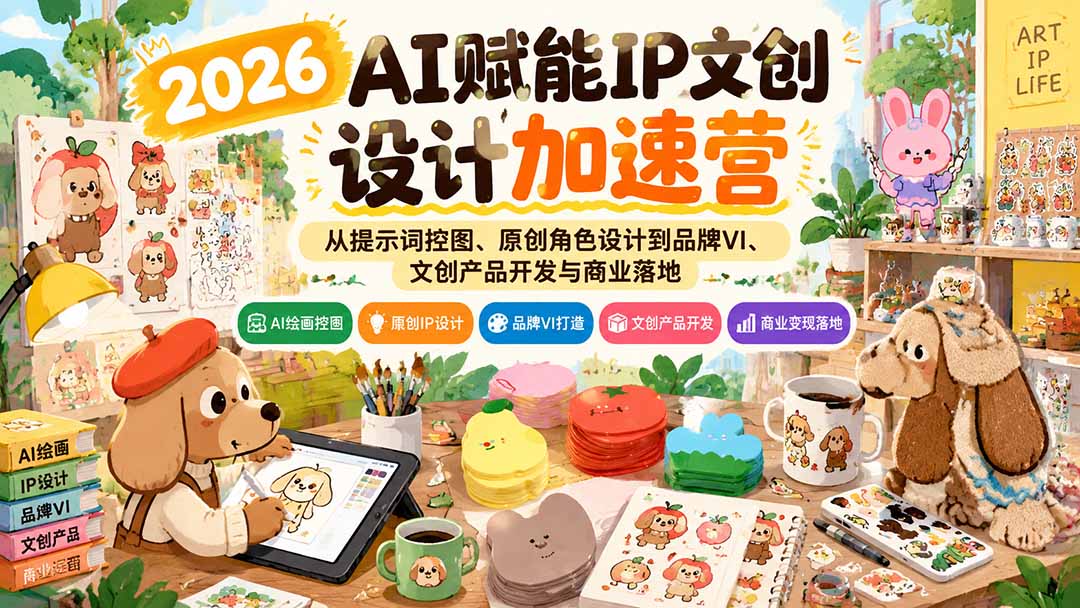 2026AI赋能IP文创设计加速营:从提示词控图、原创角色设计到品牌VI、文创产品开发与商业落地-资源社