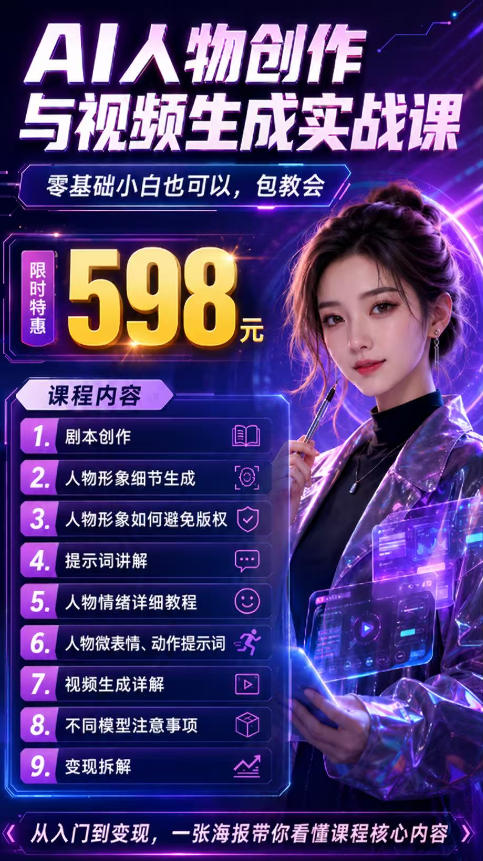 抖音5W粉丝博主的AI真人日系女孩制作教学，AI人物创作与视频生成实战课，新手也能快速起号涨粉变现（更新1002）