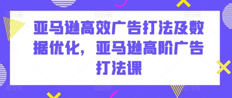 亚马逊高效广告打法及数据优化，亚马逊高阶广告打法课-资源社