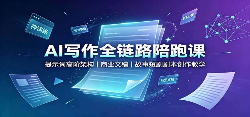 AI写作全链路陪跑课：提示词高阶架构，商业文稿，故事短剧剧本创作教学-资源社