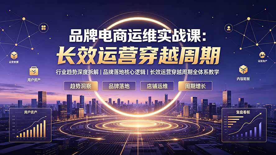 品牌电商运维实战课:行业趋势深度拆解|品牌落地核心逻辑|长效运营穿越周期全体系教学-资源社