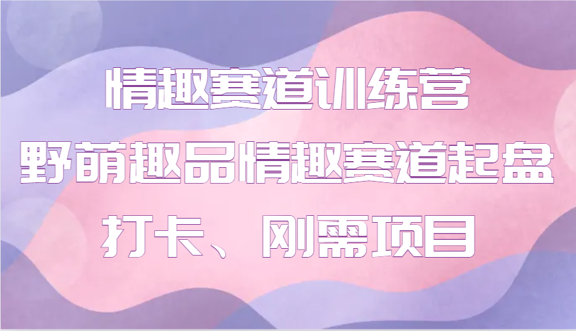 情趣赛道训练营 野萌趣品情趣赛道起盘打卡、刚需项目-资源社