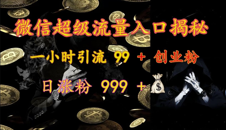 微信超级流量入口揭秘：一小时引流 99 + 创业粉，日涨粉 999 +-资源社