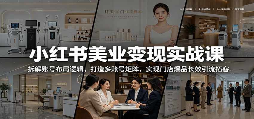 小红书美业变现实战课：拆解账号布局逻辑，打造多账号矩阵，实现门店爆品长效引流拓客-资源社