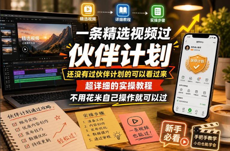 一条精选视频过伙伴计划,还没有过伙伴计划的可以看过来,超详细的实操教程,不用花米自己操作就可以过-资源社