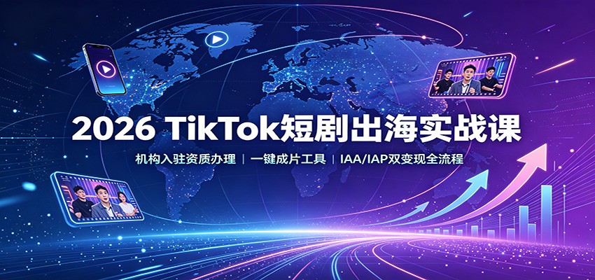 2026 TikTok短剧出海实战课：机构入驻资质办理，一键成片工具，IAA/IAP双变现全流程-资源社