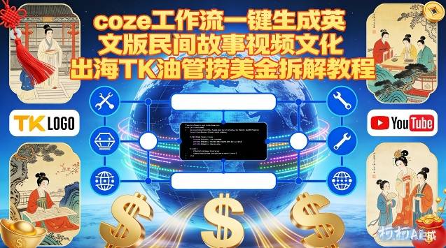 Coze扣子工作流一键生成英文版民间故事视频，文化出海TK油管捞美金拆解教程-资源社