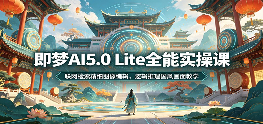 即梦AI5.0 Lite全能实操课：联网检索精细图像编辑，逻辑推理国风画面教学-资源社