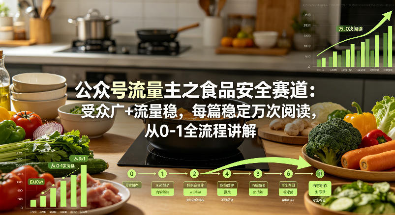 公众号流量主之食品安全赛道，受众广+流量稳，每篇作品稳定万次阅读，从0-1全流程讲解-资源社