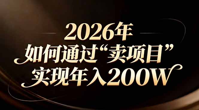 站在2026年的十字路口：一个普通人如何通过卖项目实现年入200万-资源社