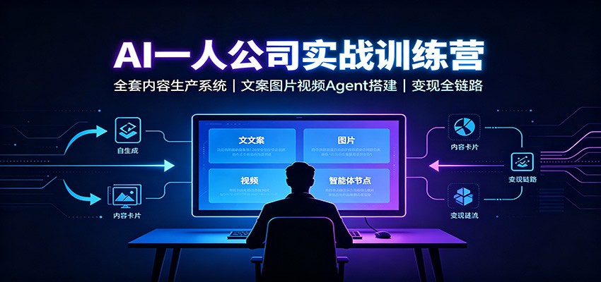 AI创作一人公司实战训练营：全套内容生产系统，文案图片视频Agent搭建变现全链路-资源社