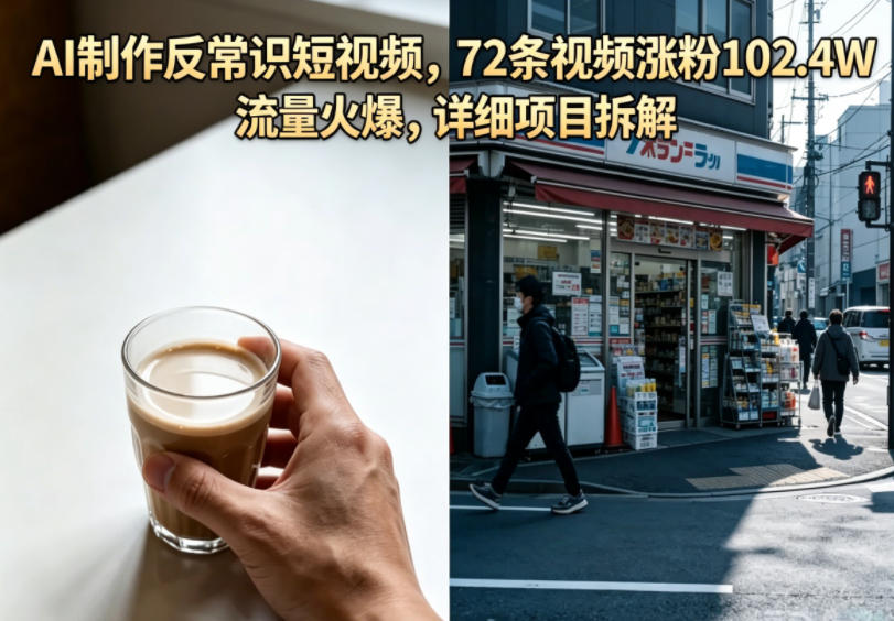 AI制作反常识短视频，72条视频涨粉102.4W，流量火爆，详细项目拆解-资源社
