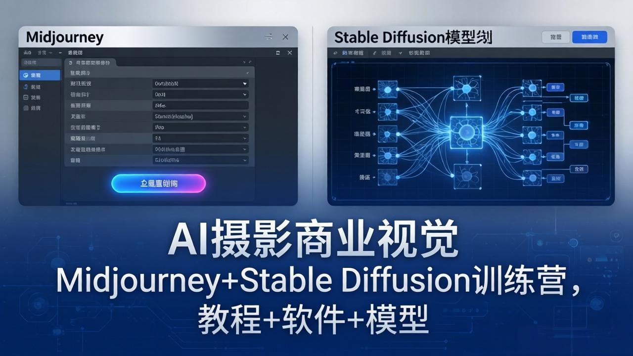 AI摄影商业视觉Midjourney+Stable Diffusion训练营，教程+软件+模型-资源社