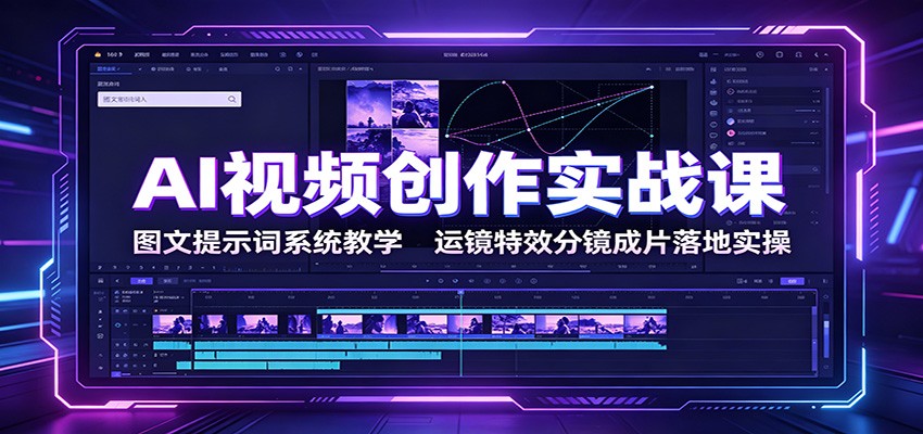 AI视频创作实战课:图文提示词系统教学,运镜特效分镜成片落地实操-资源社