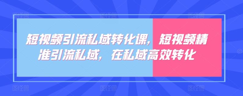 短视频引流私域转化课，短视频精准引流私域，在私域高效转化-资源社