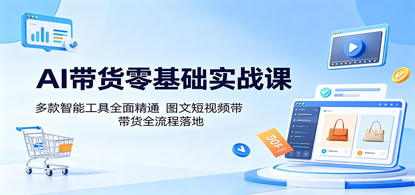 AI带货零基础实战课：多款智能工具全面精通，图文短视频带货全流程落地-资源社