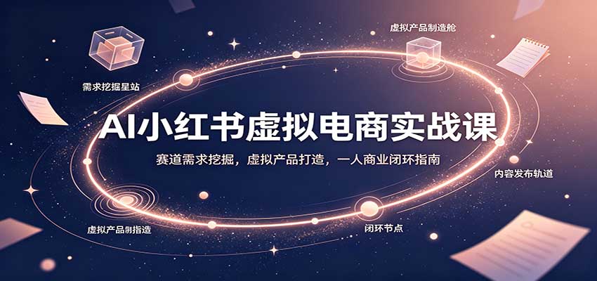 AI小红书虚拟电商实战课：赛道需求挖掘，虚拟产品打造，一人商业闭环指南-资源社