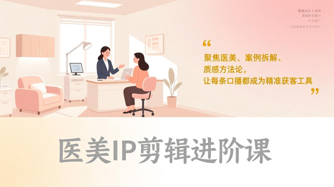 医美IP剪辑进阶课，聚焦医美、案例拆解、质感方法论，让每条口播都成为精准获客工具-资源社