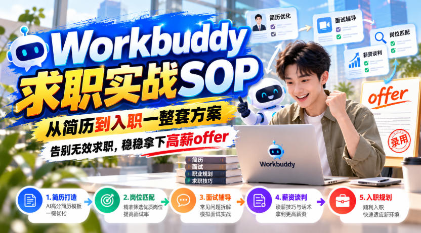 Workbuddy求职实战SOP,从简历到入职一整套方案,告别无效求职,稳稳拿下高薪offer-资源社
